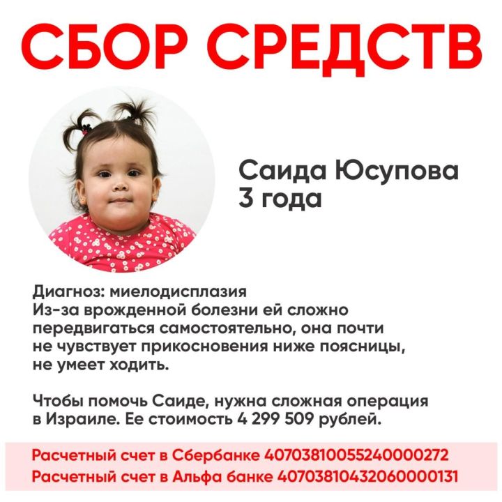 Продолжается сбор средств для Саиды Юсуповой