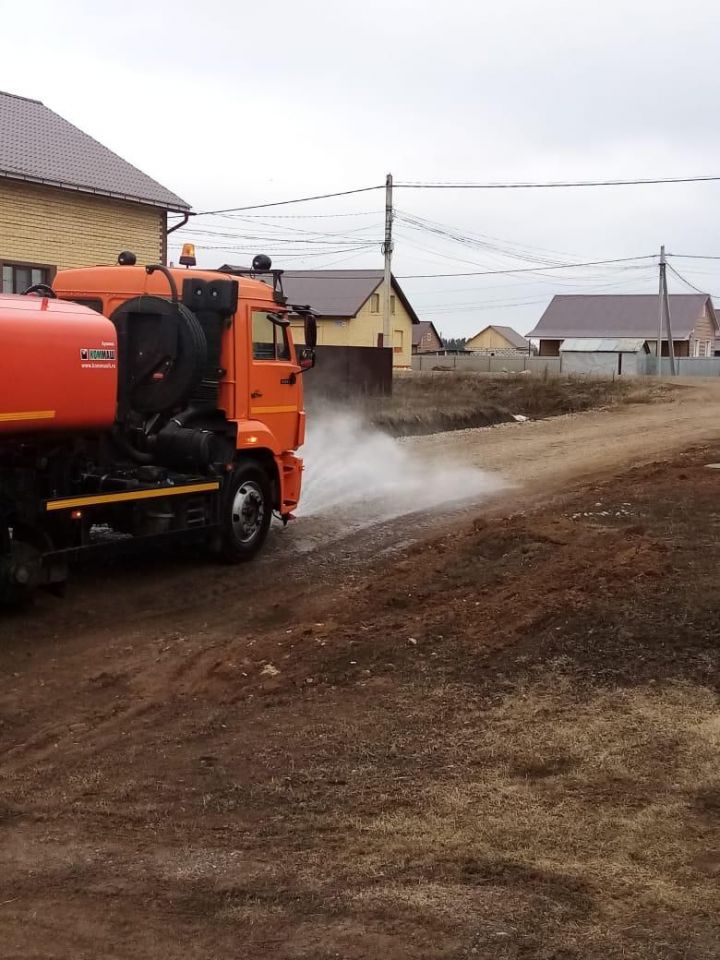 В Мензелинске против коронавируса обрабатывают и подъезды, и уличные дороги