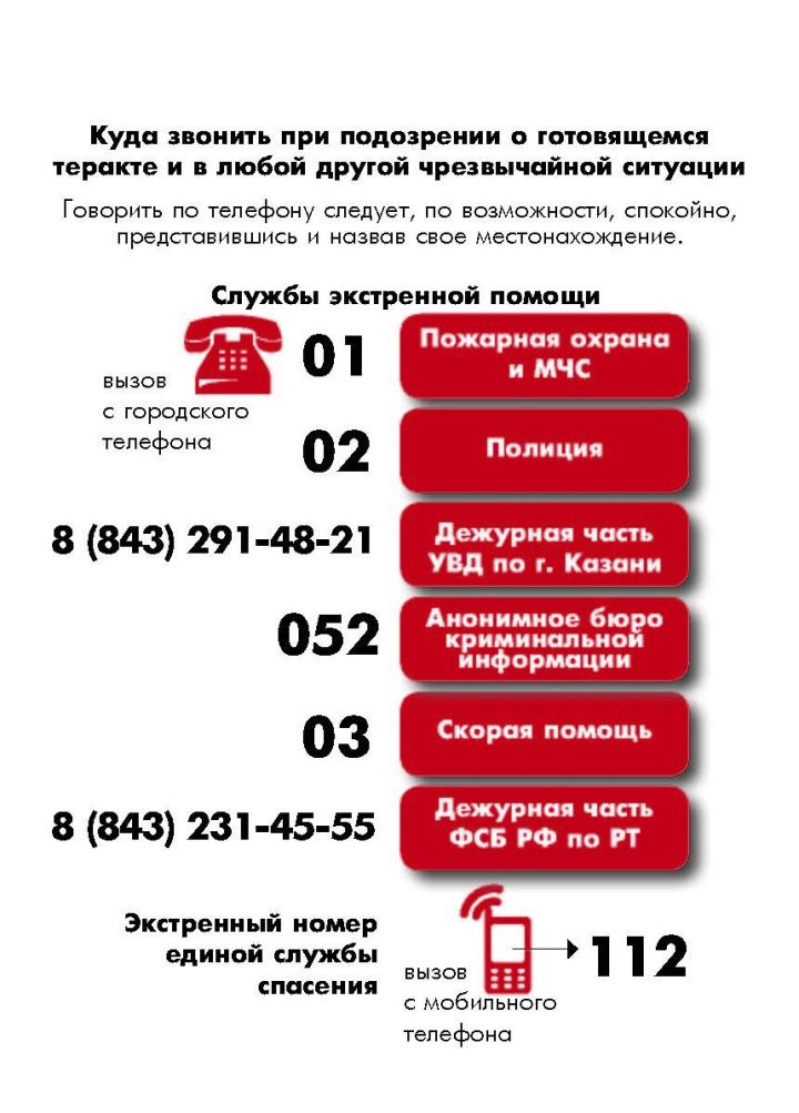 Куда звонить при подозрении о готовящемся теракте и в любой другой чрезвычайной ситуации