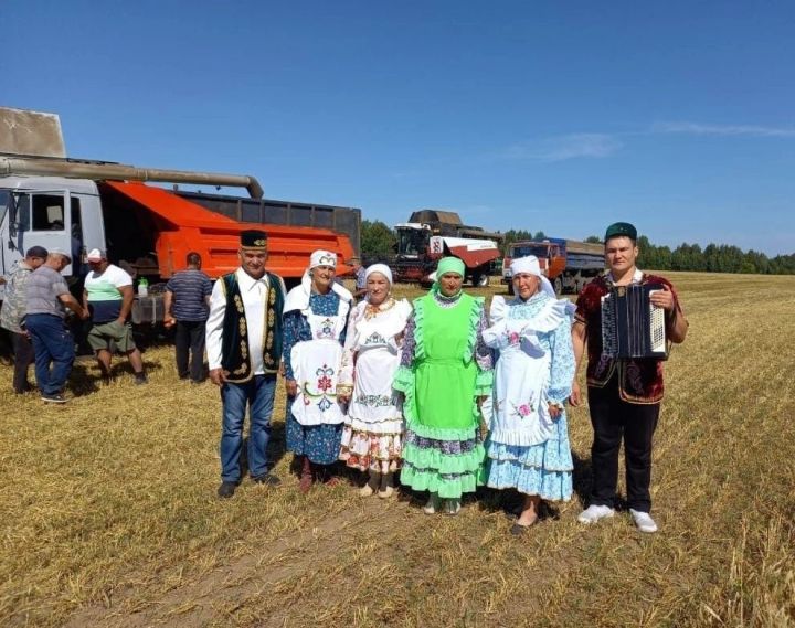 В Мензелинском районе хлеборобам КФХ "Ильнур" на поле показали концертные номера