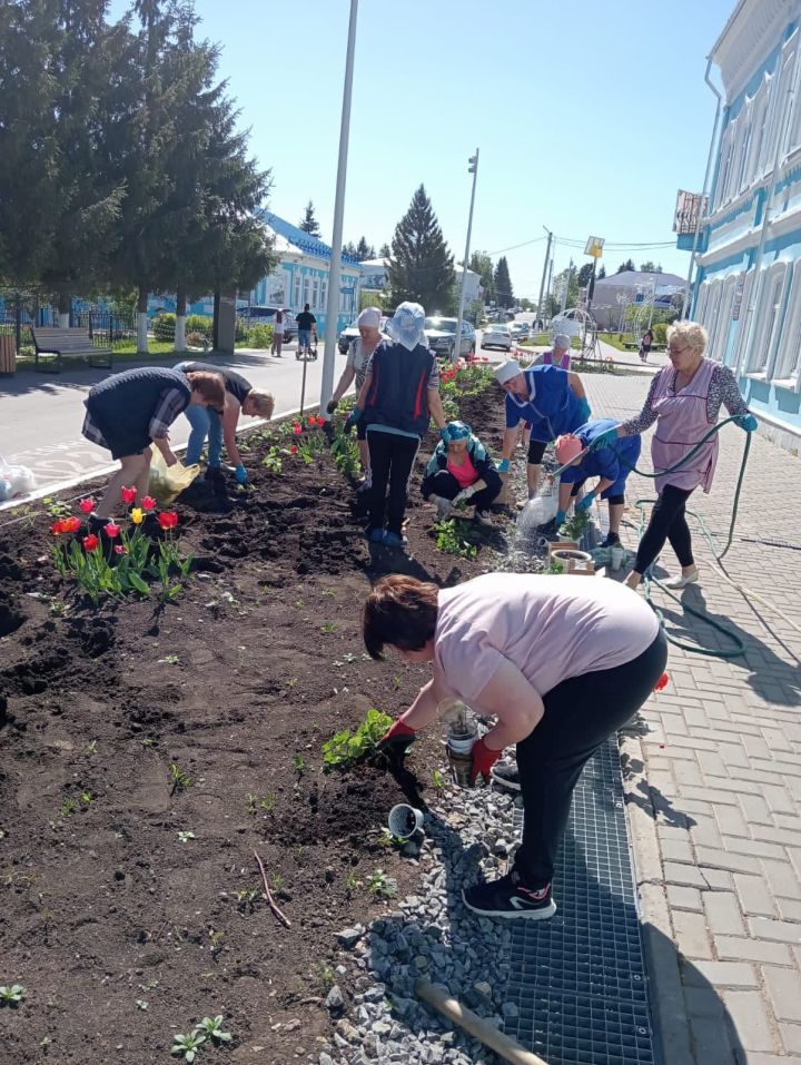 В Мензелинске продолжается работы по озеленению территорий