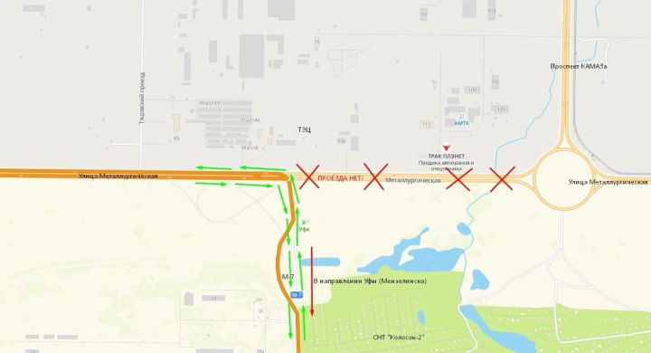 Выезд из Челнов в направлении Мензелинска перекроют на два месяца